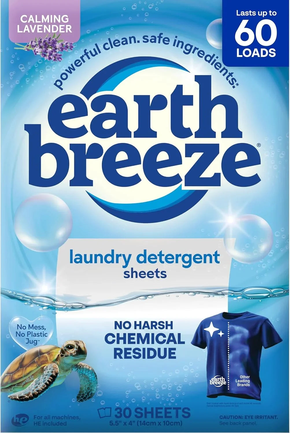 Earth Breeze Laundry Detergent Sheets Calming Lavender 60 Loads